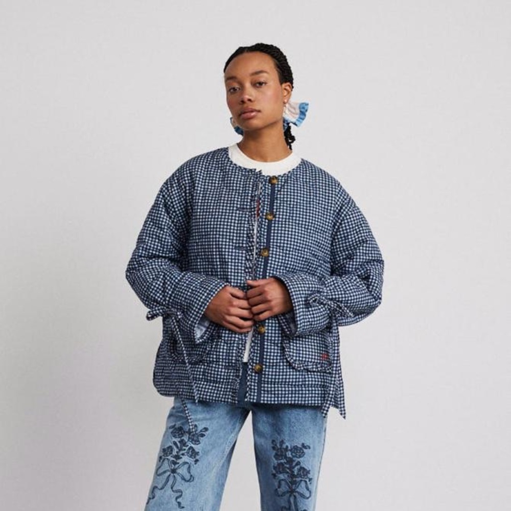 Damson Madder reversible dalton quilted jacket - mixed blue